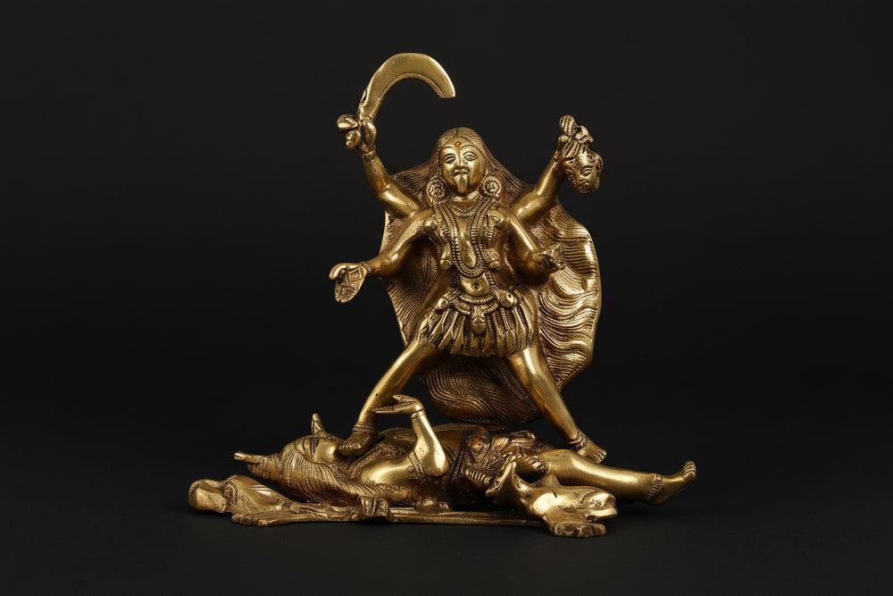 Brass Kali Maa golden touch Idol (Height :8.5 Inches)