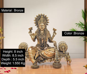 Bronze Lakshmi Ganesha Saraswati Idol (Height:8 Inches)