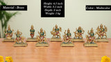 Brass Navdurga idol on base, multicolor finish; height 4.5 inch shown