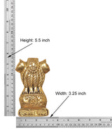 Height-marked view of Brass Ashoka stambh wall hanging, 5.5 inches