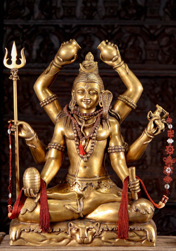 Brass 6 Arms Shiva Statue (Height: 31 inches)