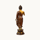 Brass Standing Buddha Idol – Blessing Pose | Elegant Buddhist Statue for Home, Office & Spiritual Décor (Height: 22 Inches)