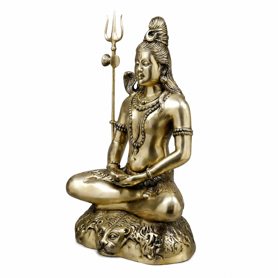 Handcrafted Brass Lord Shiva in Seated Meditation with Premium Smooth Finish (Height:24 Inches) Craft Detail