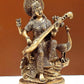 Goddess Saraswati in Her Majestic Stance in Brass - 15 Inches