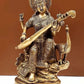 Goddess Saraswati in Her Majestic Stance in Brass - 15 Inches