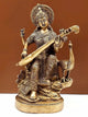 Goddess Saraswati in Her Majestic Stance in Brass - 15 Inches