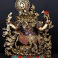 Four-Armed Goddess Saraswati Playing Veena | Brass Statue - 7 Inches