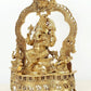 Brass Lord Ganapati Seated on Kirtimukha Throne with Goddess Lakshmi and Goddess Saraswati - 22 Inches