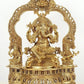 Brass Lord Ganapati Seated on Kirtimukha Throne with Goddess Lakshmi and Goddess Saraswati - 22 Inches