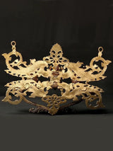 Brass ornamental backplate for Lakshmi, Ganesha & Saraswati dipam wall hanging