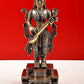 Brass Handmade Standing Devi Saraswati, 14 inches.