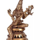 Handmade Brass Goddess Saraswati Statue Playing the Veena 12 Inches