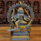 Brass Lord Kartik Seated with Ornate Frame & Peacock, Grey and Golden Finish, 17.5 inches