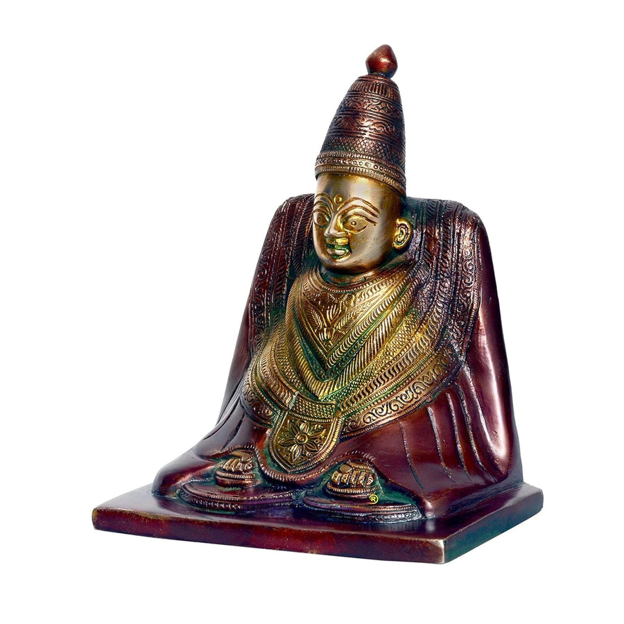 Brass Antique Goddess Tulja Bhavani Idol Statues (4.5" x 3" x 6" inch Brown) Craft Detail