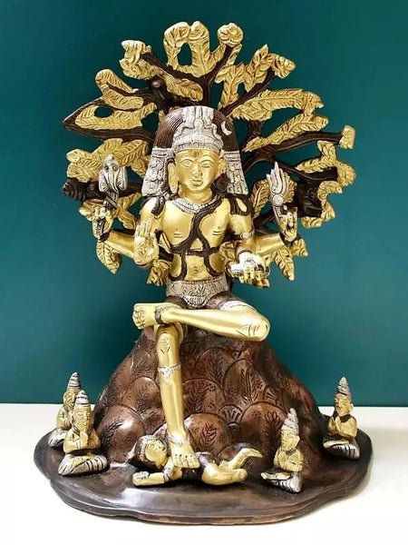 The Magnificence of Dakshinamurti Shiva in Brass | Handmade 12 Inch