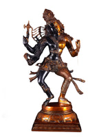 Ardhanarishvara brass statue, dancing figure with trident and drum, 24-inch height