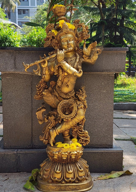 Brass Shree Krishna Idol (Height : 36 inch)