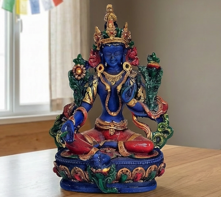 Resin Tibetan Buddhist Blue Tara (Height:5 inches)