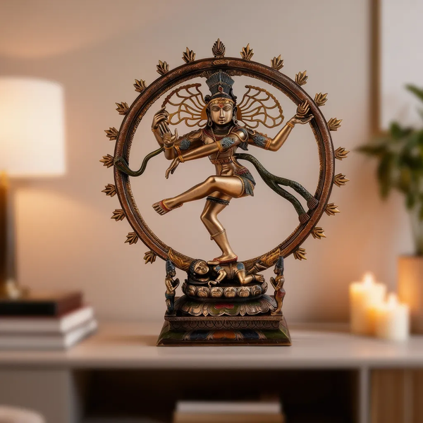 Resin Natraj Idol 10 Inch | Decorative Dancing Shiva Murti | Home Decor Showpiece