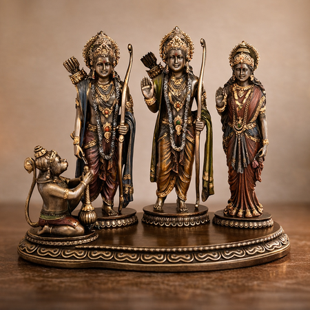 Polyresin Rama Darbar Sculpture, (Height 8 Inches)