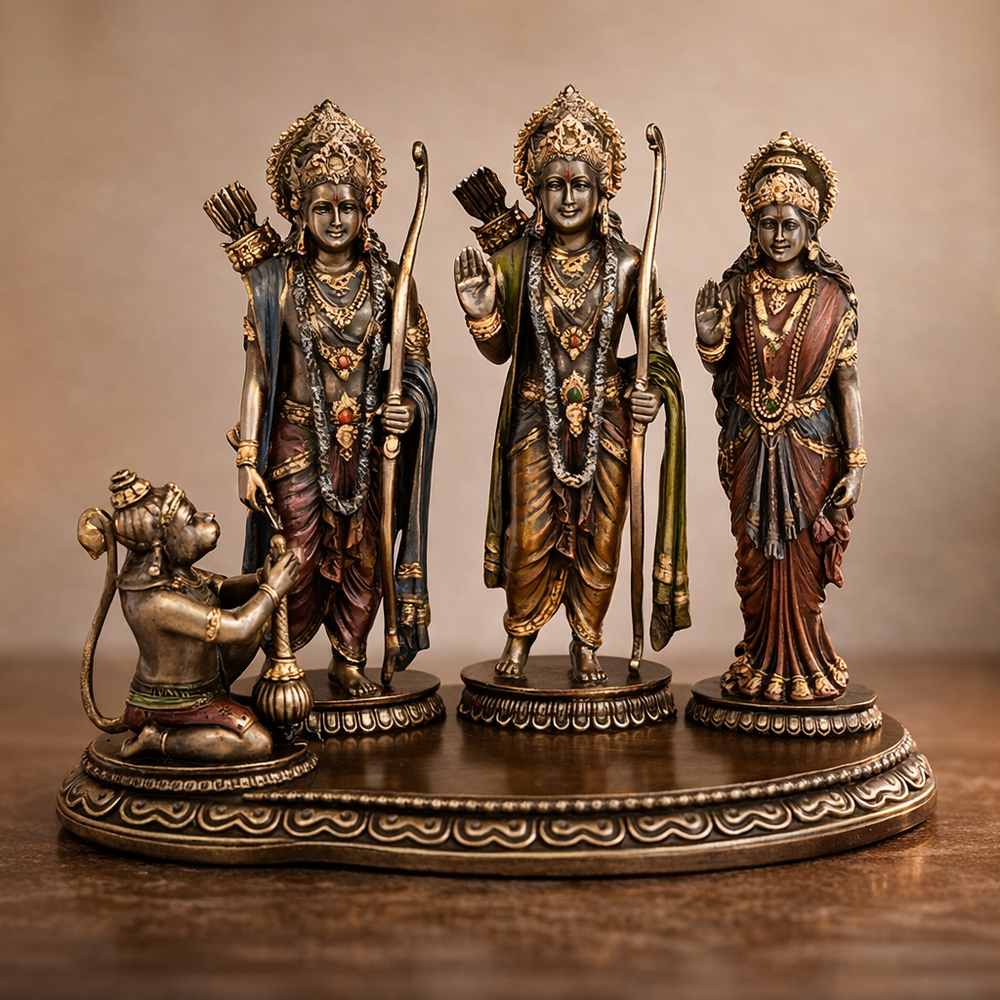 Polyresin Rama Darbar Sculpture, (Height 8 Inches)