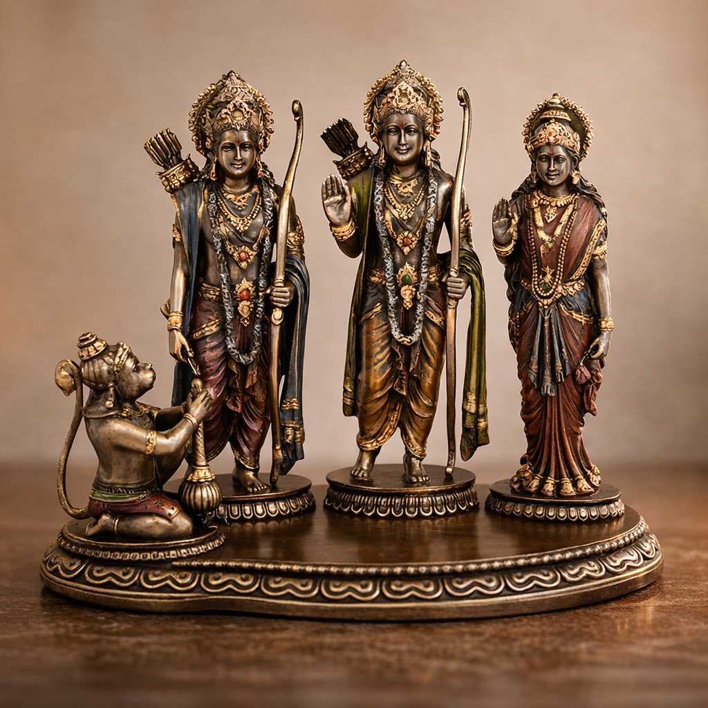 Polyresin Rama Darbar Sculpture, (Height 8 Inches)