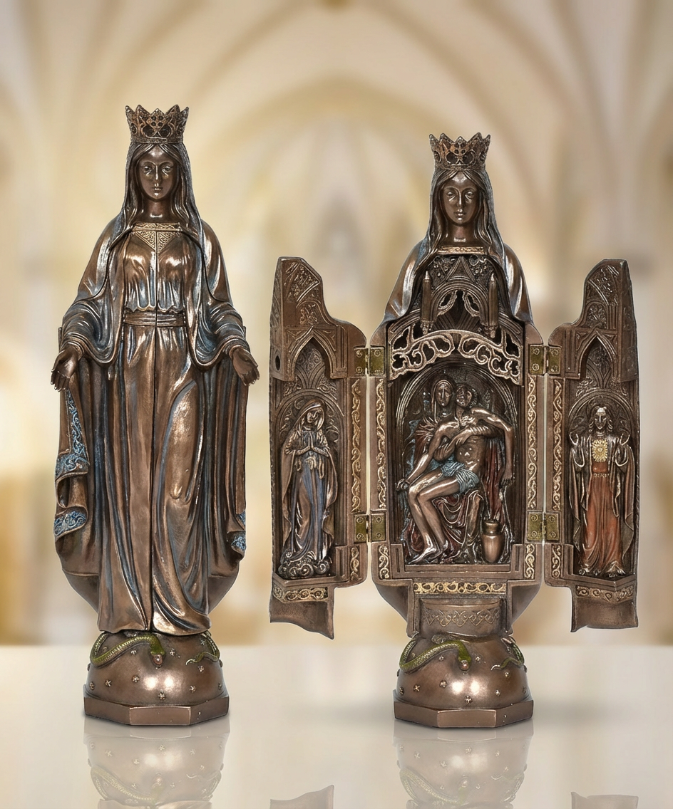 Resin Statue of Mother Mary Jesus Statue Christian Religious for Home Decor Height 11 Inch