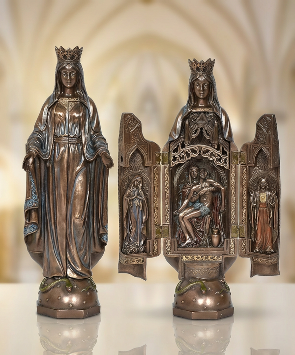 Resin Statue of Mother Mary Jesus Statue Christian Religious for Home Decor Height 11 Inch