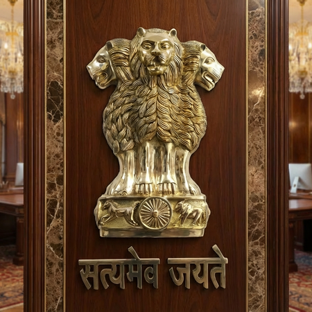 30-Inch Brass Ashoka Stambh Wall Decor | Premium Quality Satyameva Jayate Emblem | Indian Heritage Art