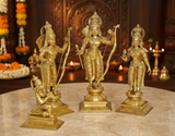 Ram Darbar temple brass figurines, gold finish, archers on pedestals