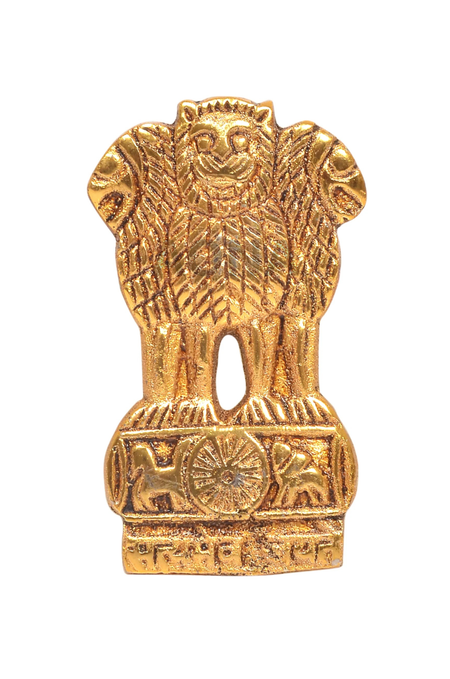 Brass Ashoka Stambh Emblem with Flat Back (4.7 cm) Multipurpose Diary, Folder, Office Files, Car Dashboard & Home Decor |Symbol Satyamev Jayate Souvenir