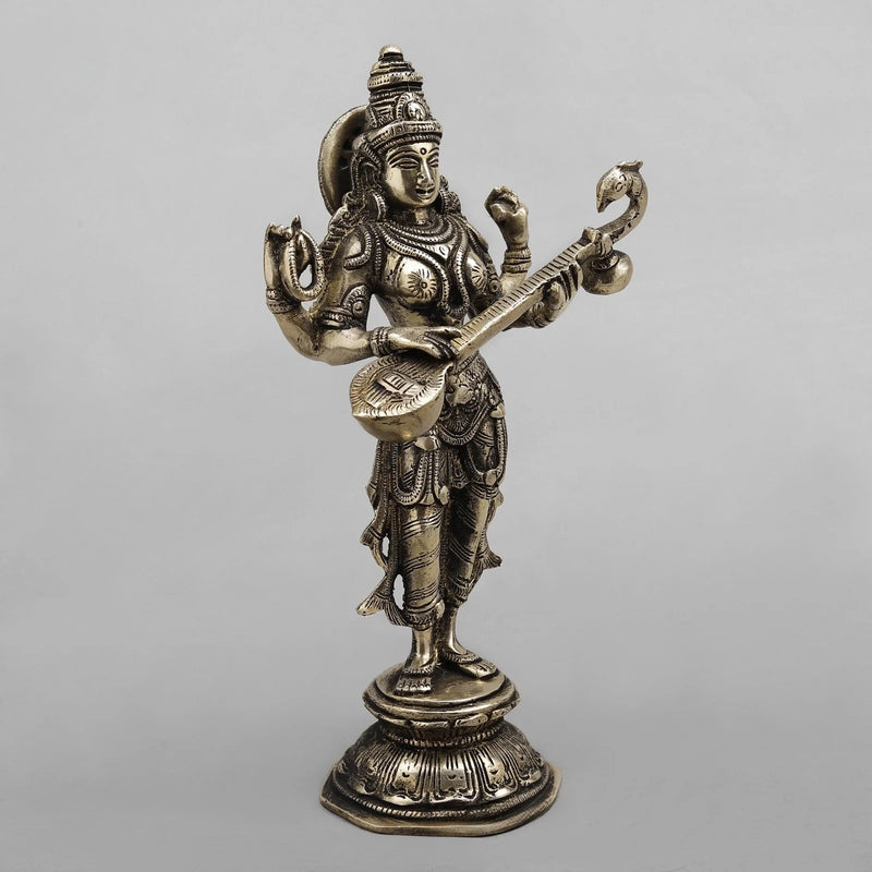 Brass Saraswati standing Sculpture (Height :10 Inches)