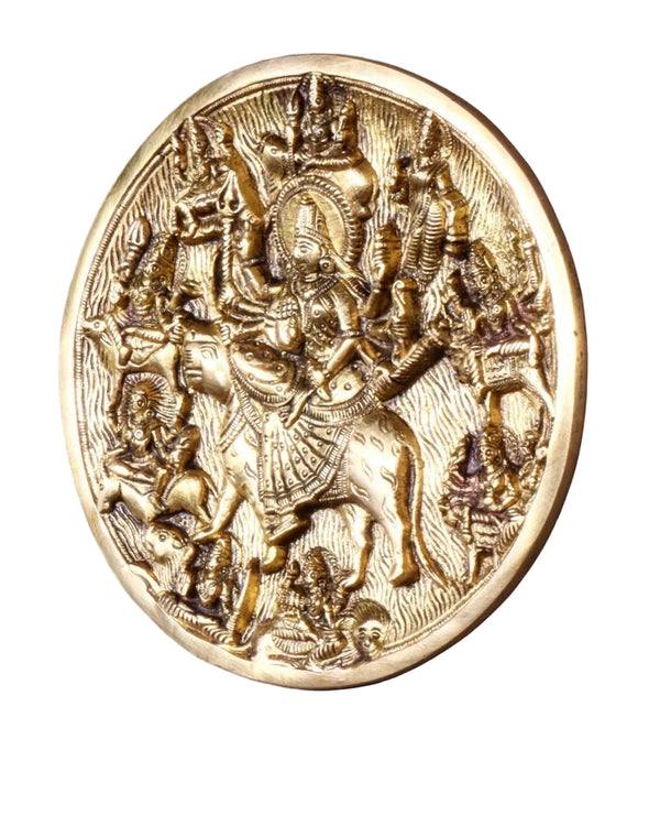 Brass Navadurga Wall Hanging- 9 Forms of Maa Durga (Height : 8 Inches) Study Setting