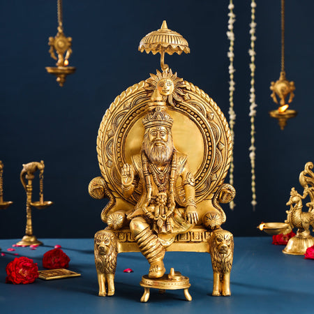 Brass Maharaja Agrasen Idol On throne (Height 18.5 Inch)