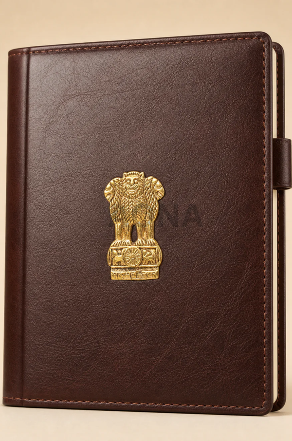 Brass Ashoka Stambh Emblem with Flat Back (4.7 cm) Multipurpose Diary, Folder, Office Files, Car Dashboard & Home Decor |Symbol Satyamev Jayate Souvenir Entryway Setting
