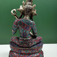 Brass Idol of Saraswati in Nepalese Style with Exquisite Inlay Work 22 inches