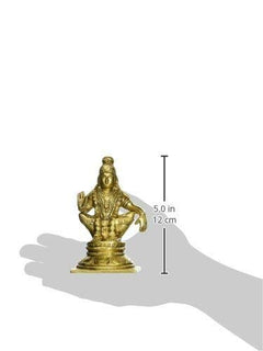 Gold brass seated Lord Ayyappan statue, 5.0 in height shown