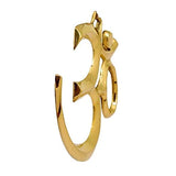 Brass OM wall hanging sculpture angled view with raised O and M forms