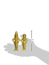 Vitthal & Rukmini brass idols in gold; size shown: 4.5 in and 11 cm