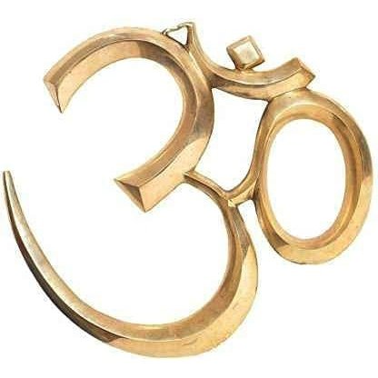 Brass OM wall hanging sculpture with Om symbol cutout, circular loop design