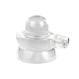 Crystal sphatik shivalinga idol statue, clear lingam with rounded top and base