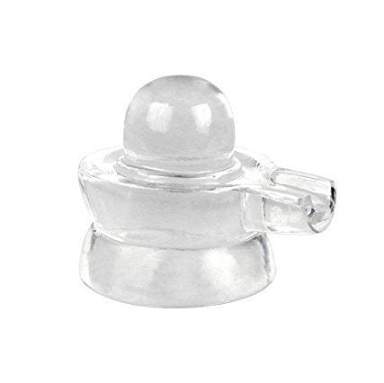 Crystal sphatik shivalinga idol statue, clear lingam with rounded top and base
