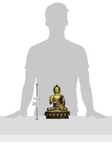Gold-tone Buddha statue height scale: 28 cm (11 in), seated on round base