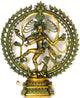 Brass Colossal Size Nataraja dancing against the backdrop of Om Sculpture (Height: 23 Inches)