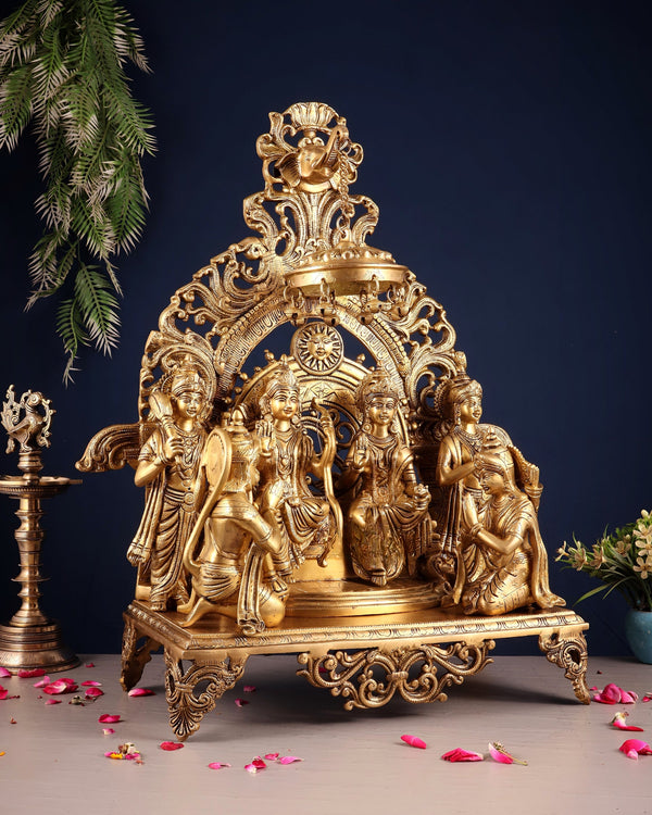Brass Ram Darbar with beautiful frame (Height: 23 Inches) Study Setting