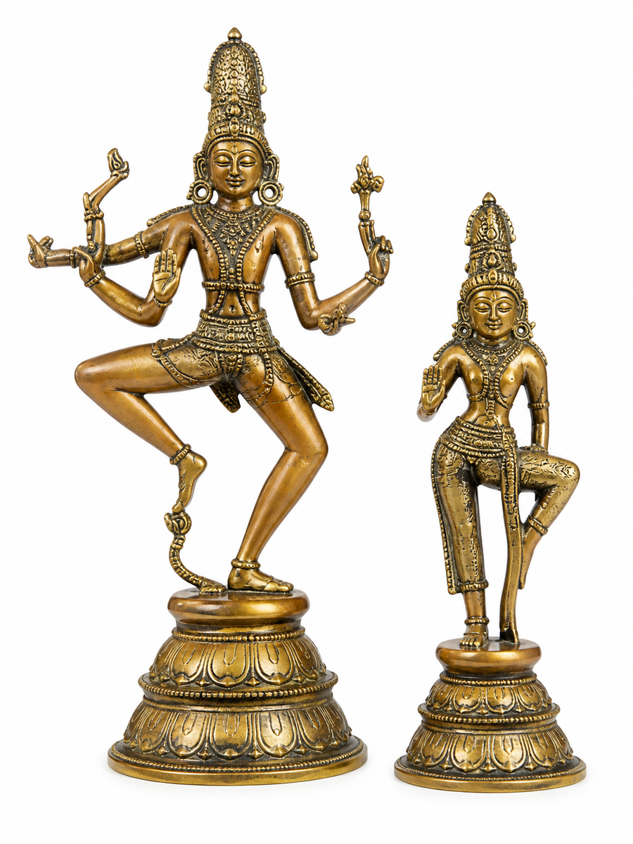 Brass Shiva Parvati Dance Sculpture (Height:22 Inches) Craft Detail