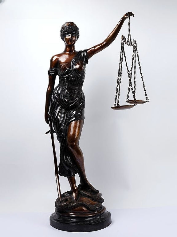 AONA Brass Colossal Justice Lady with Scale and Sword in Hands statue