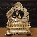 Messing Vishnu-Statue auf Sheshnag, mit geprägtem Bogen und figürlichem Sockel, 26 Zoll
