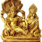 Brass Lord Vishnu with Lakshmi ji Statue, Height 4 Inches