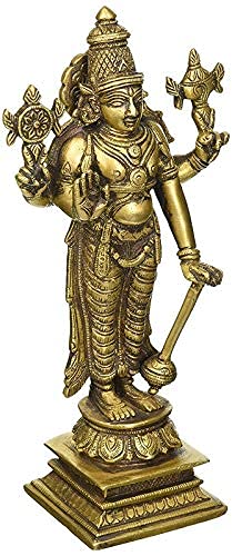 Lord Vishnu The Sustainer of Universe Brass Statue Height 8 Inches